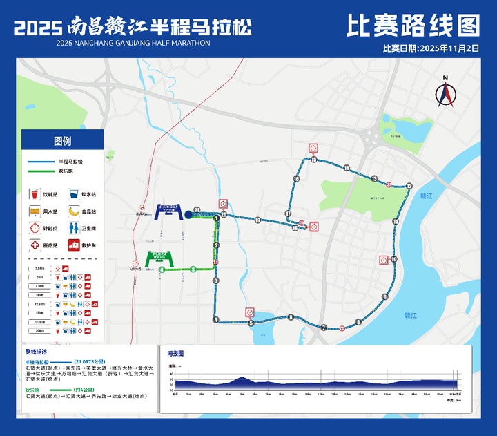 南昌赣江半, 程马拉松不, 非常完善